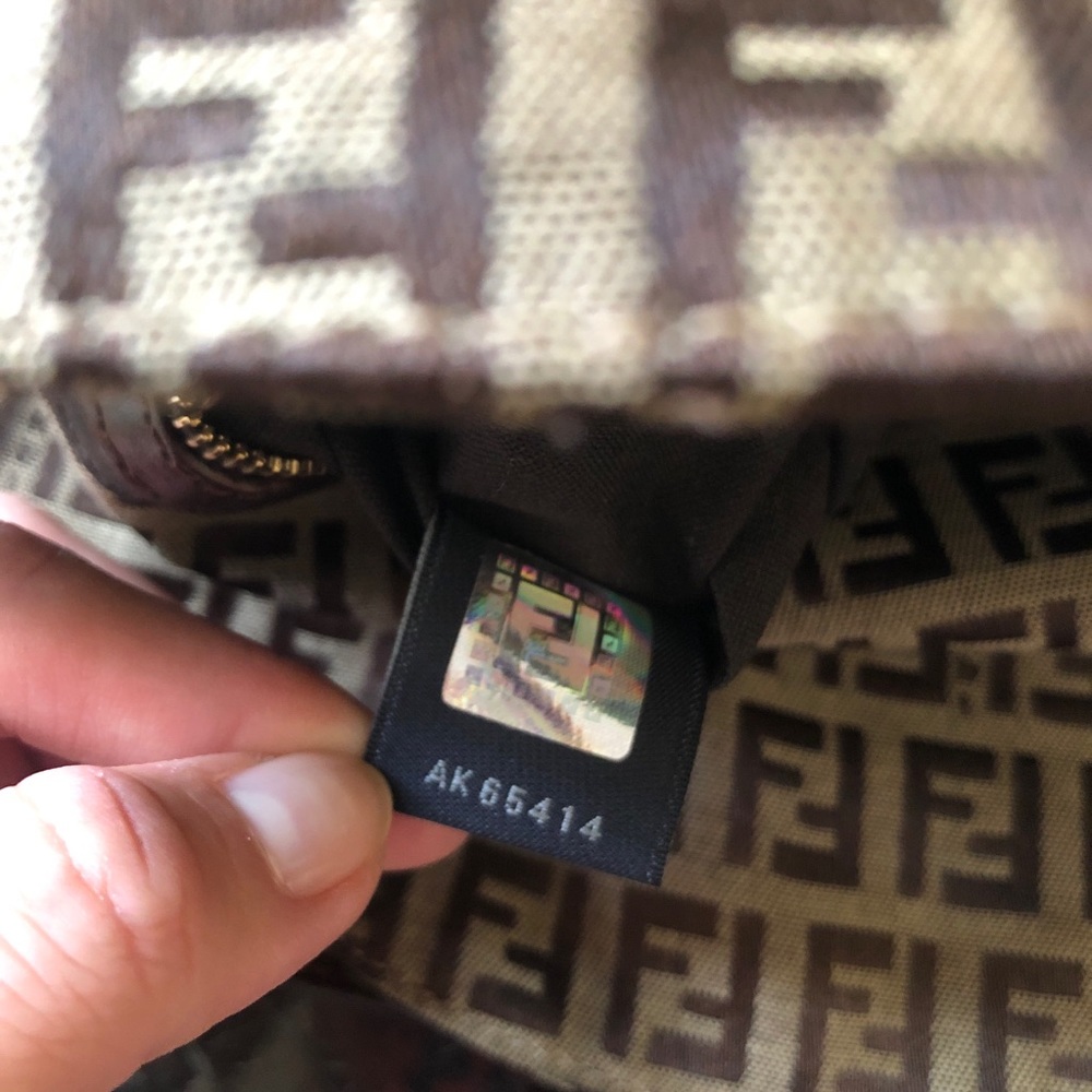 Vintage FENDI Zucchino Double Flap Mamma Baguette Bag in Brown Gold - Picture 15 of 15